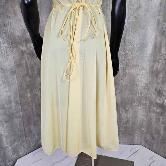 Vintage 50s 60s‎ Vanity Fair Yellow Midi Tie Back Hollywood Glam Nightgown Pinup - Picture 12 of 14